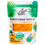 Кокосовые чипсы со вкусом карамели EcoVida | интернет-магазин натуральных товаров 4fresh.ru - фото 1